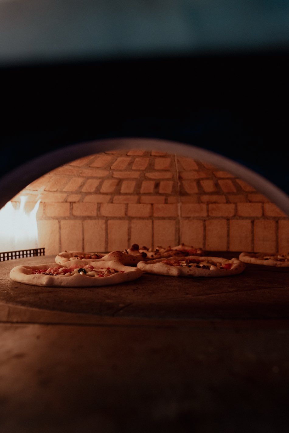 Il forno a legna e a gas di 081 acceso